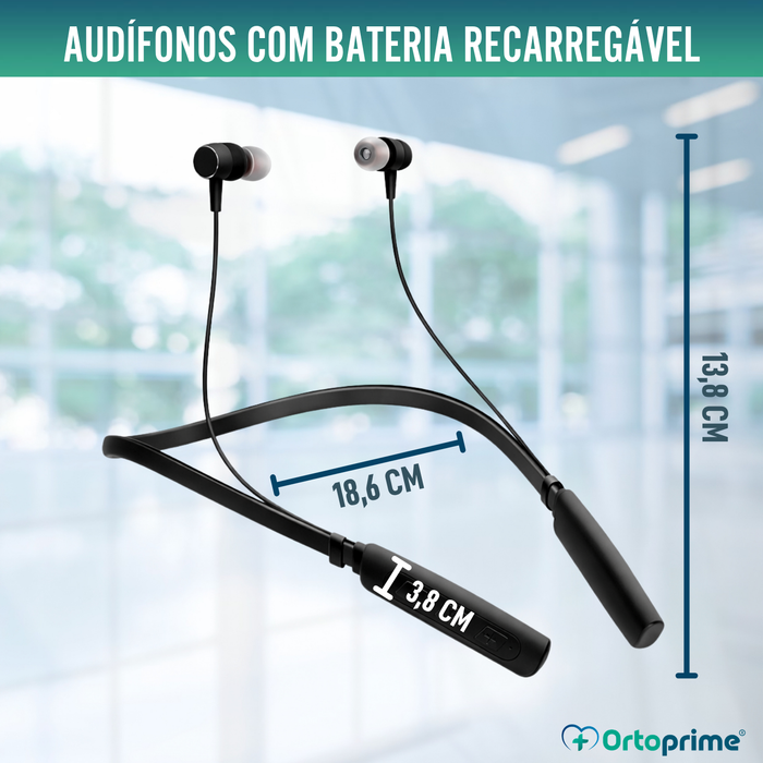 Amplificador Auditivo Recarregável com Redução de Ruído