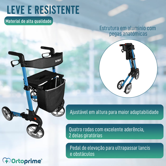 Andarilho para Idosos Dobrável com Pedal de Elevação e Assento