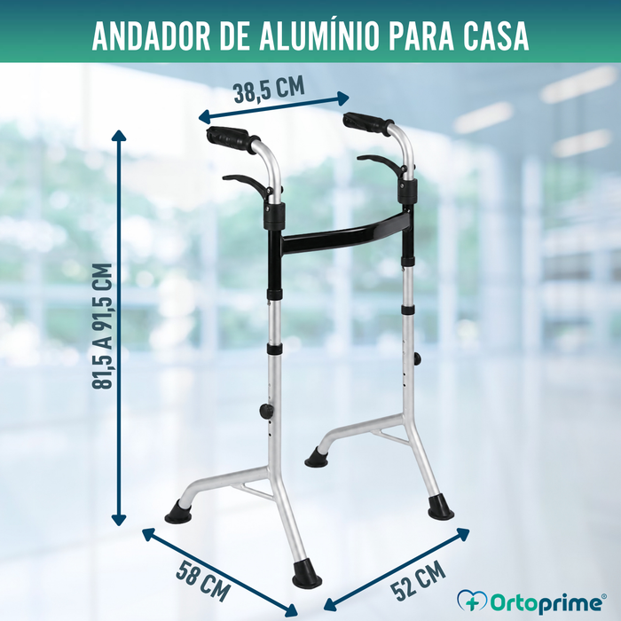 Andarilho sem Rodas com Pegas Rebatíveis | Altura Regulável
