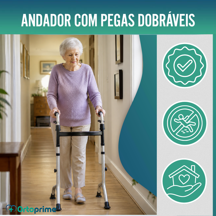Andarilho sem Rodas com Pegas Rebatíveis | Altura Regulável