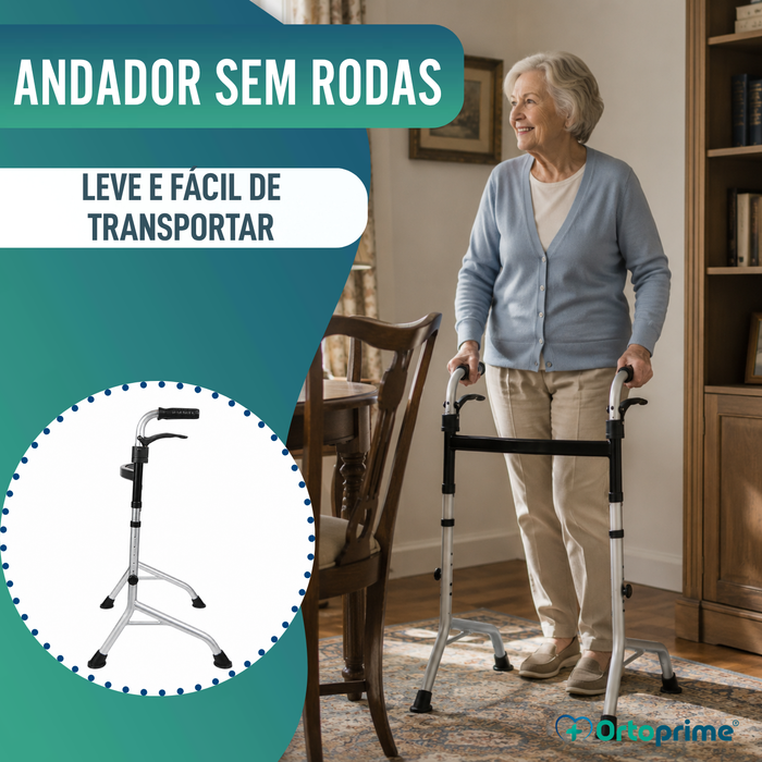 Andarilho sem Rodas com Pegas Rebatíveis | Altura Regulável