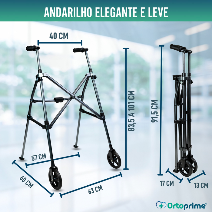 Andarilho Alumínio Dobrável Tipo Guarda-Chuva | Regulável