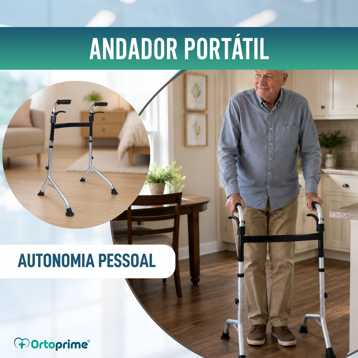 Andarilho sem Rodas com Pegas Rebatíveis | Altura Regulável