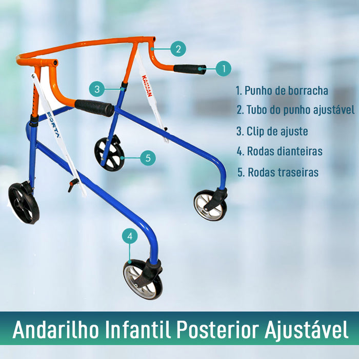 Andarilho Infantil Ajustável em Altura com Rodas Giratórias