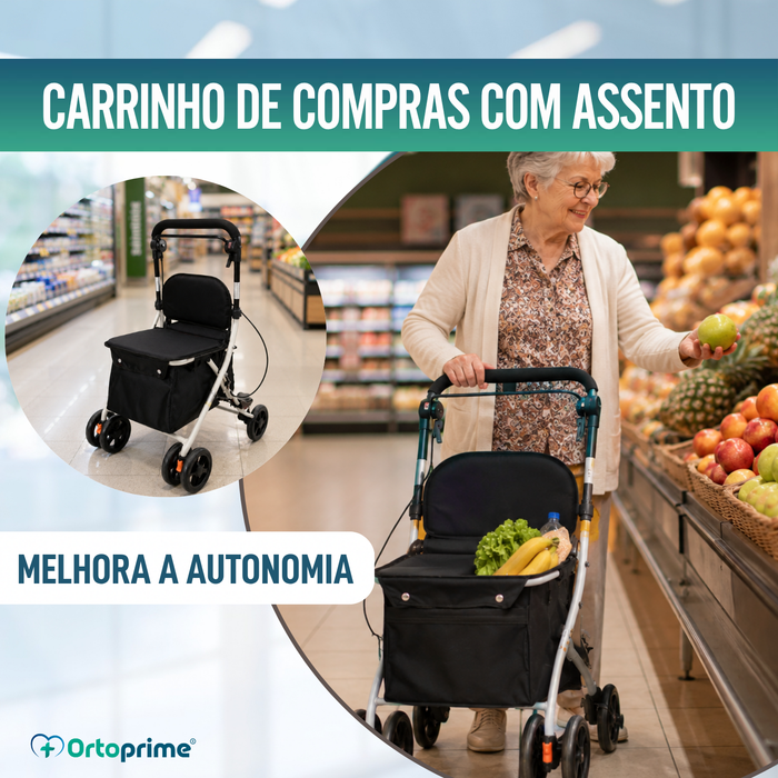 Carrinho de Compras com Assento e Andarilho