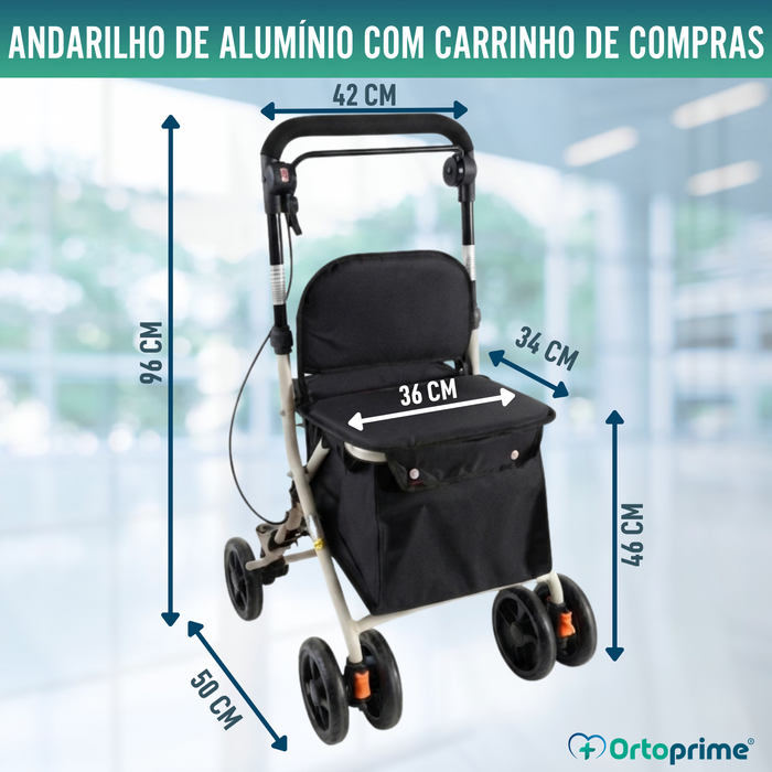 Carrinho de Compras com Assento e Andarilho