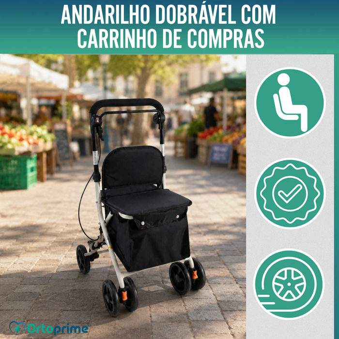 Carrinho de Compras com Assento e Andarilho
