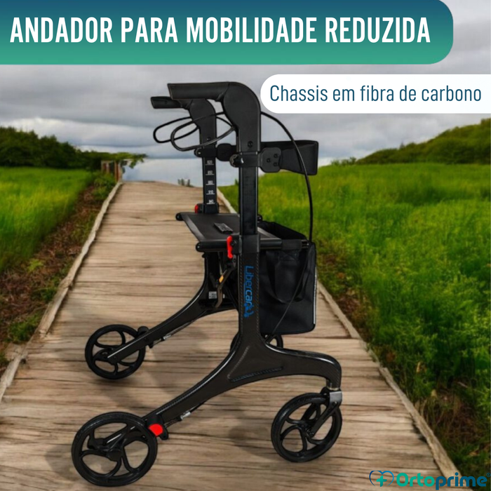 Andarilho Dobrável para Adultos com Assento | Fibra Carbono