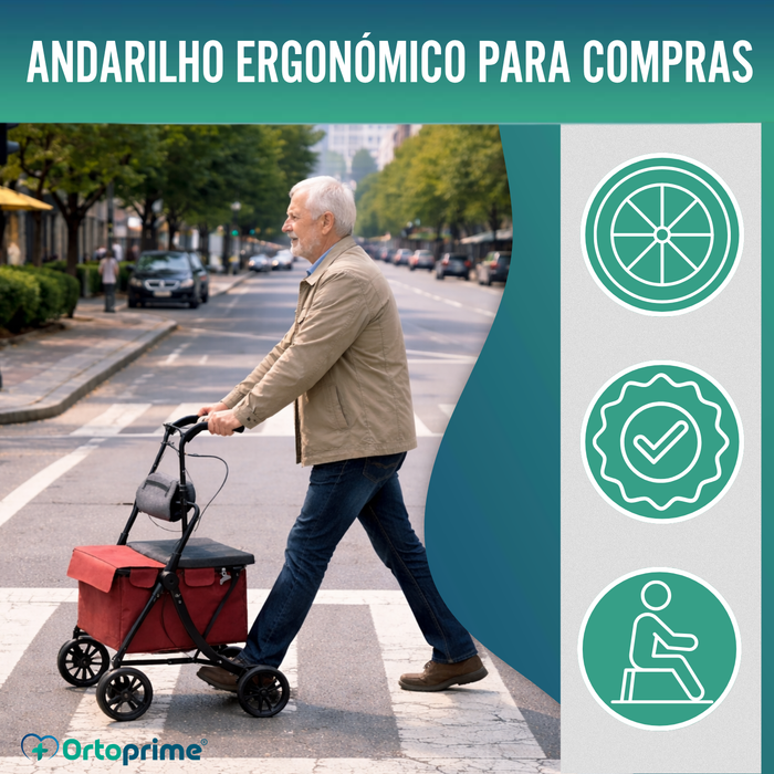 Andarilho com Carrinho Dobrável | Assento Integrado