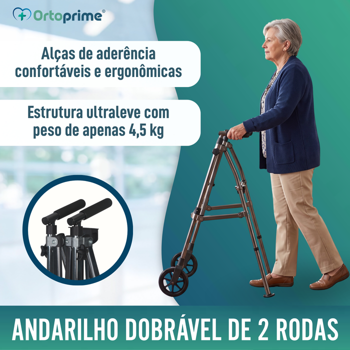 Andarilho Dobrável 2 Rodas Ultraleve Regulável em Altura