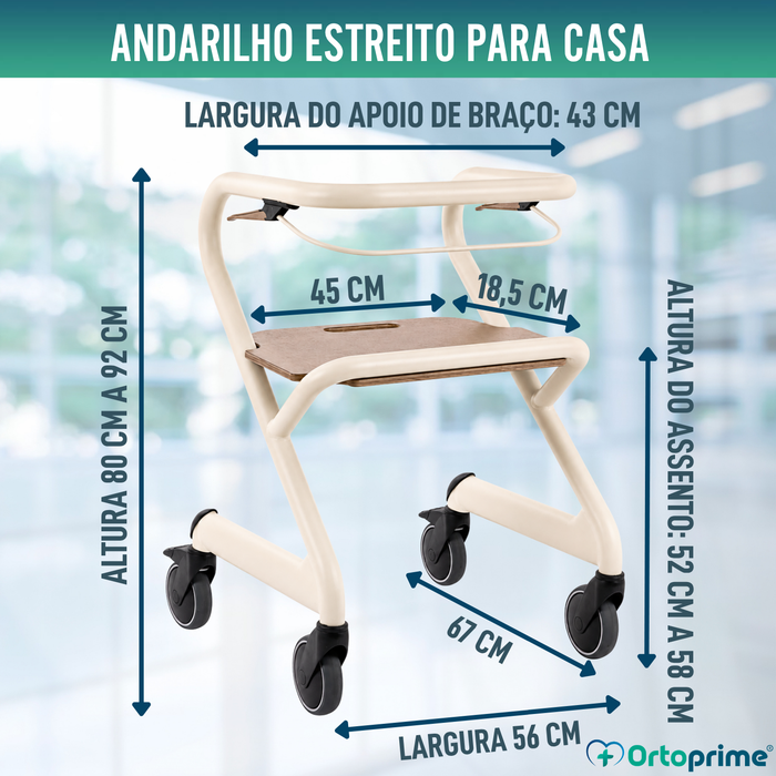 Andarilho Rollator com Assento e Travão Central | Interior