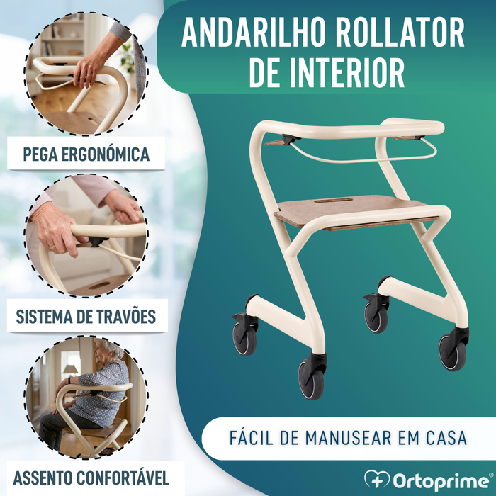 Andarilho Rollator com Assento e Travão Central | Interior