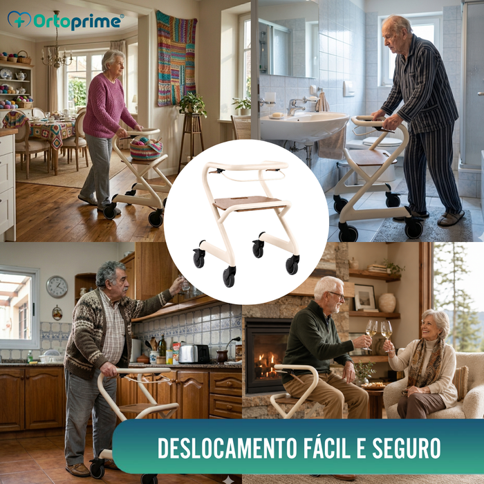 Andarilho Rollator com Assento e Travão Central | Interior