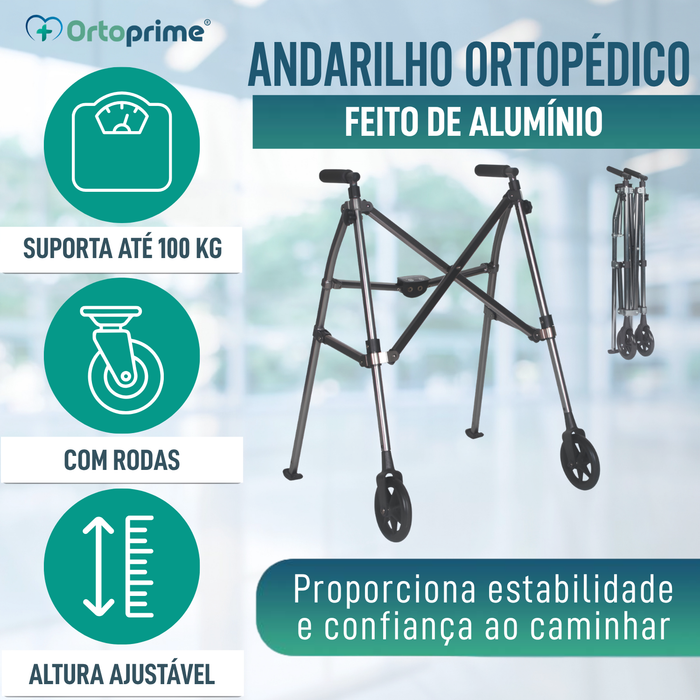 Andarilho Dobrável 2 Rodas Ultraleve Regulável em Altura