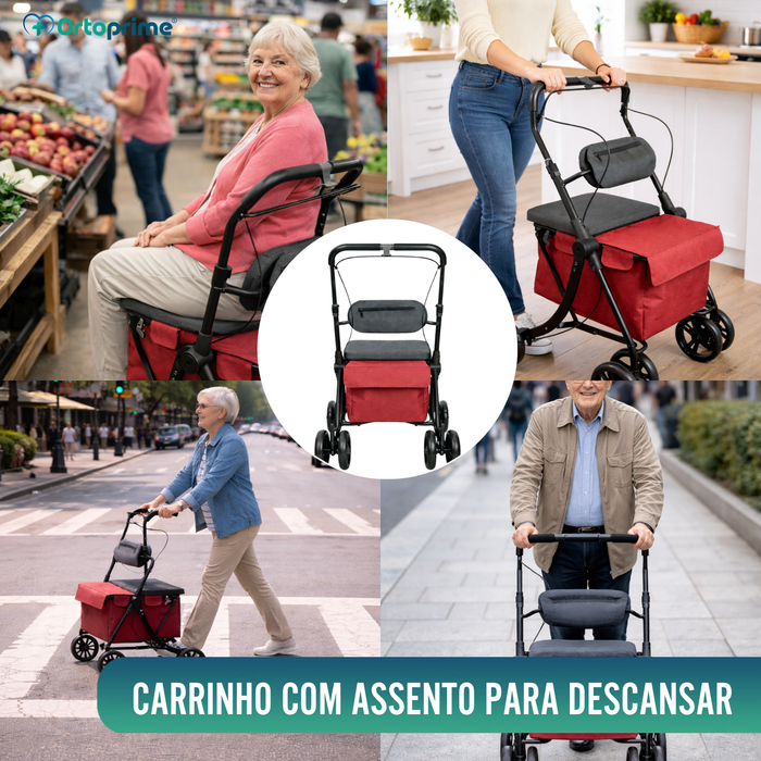 Andarilho com Carrinho Dobrável | Assento Integrado