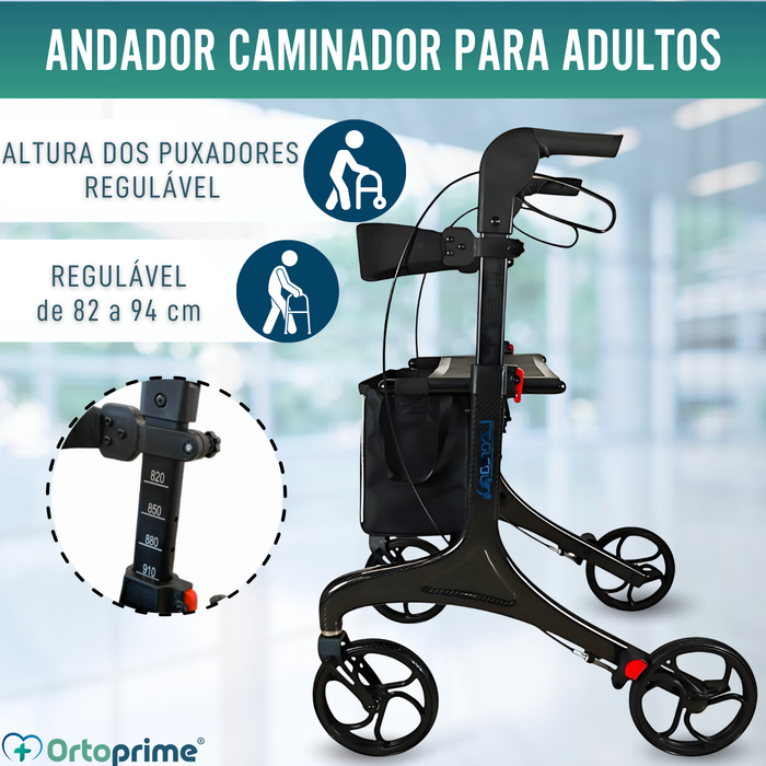 Andarilho Dobrável para Adultos com Assento | Fibra Carbono