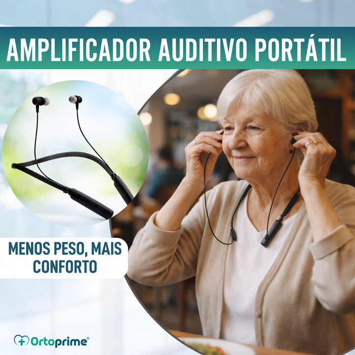 Amplificador Auditivo Recarregável com Redução de Ruído