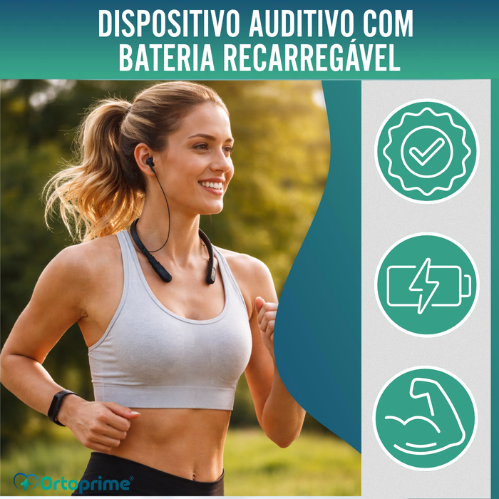 Amplificador Auditivo Recarregável com Redução de Ruído