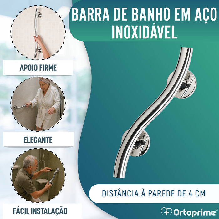 Barra de Apoio para Banho em Aço Inox | 35 cm
