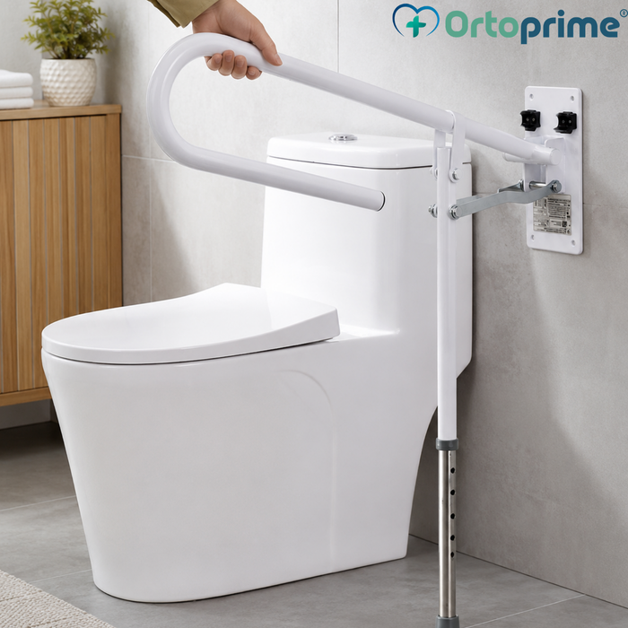 Barra WC Rebatível com Pé Regulável | Apoio de Banho