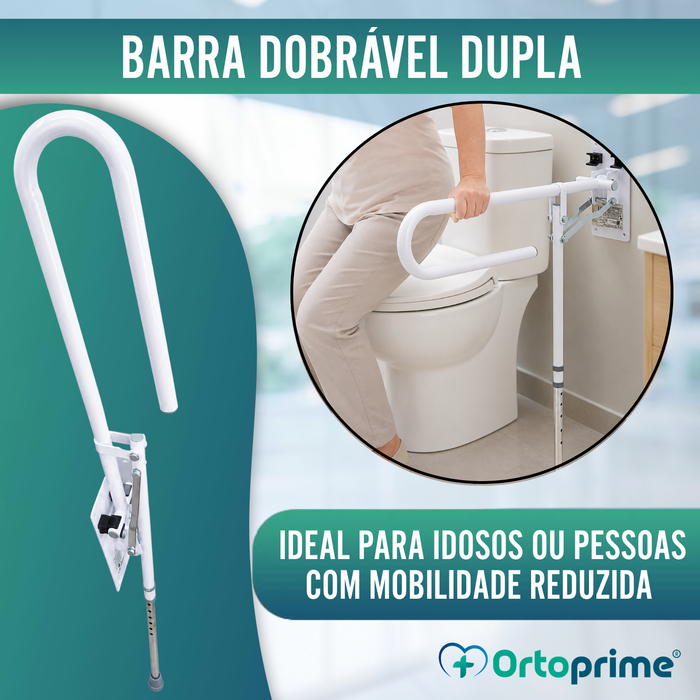 Barra WC Rebatível com Pé Regulável | Apoio de Banho