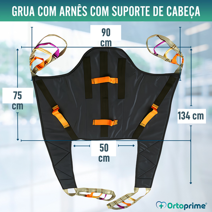Grua Ortopédica | Arnês com Suporte de Cabeça Incluído