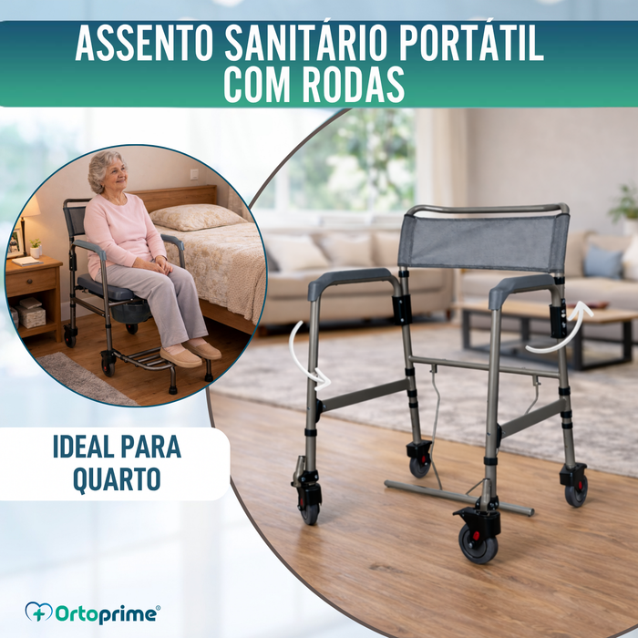 Cadeira WC Dobrável com Rodas | Sanita Portátil