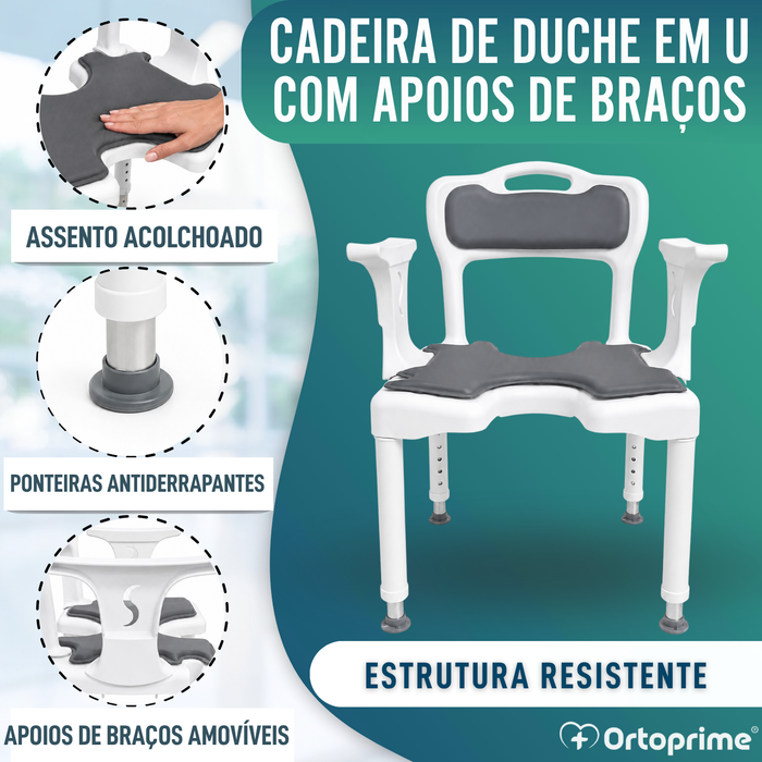 Cadeira de Banho 3 em 1 em U | Banco Antiderrapante