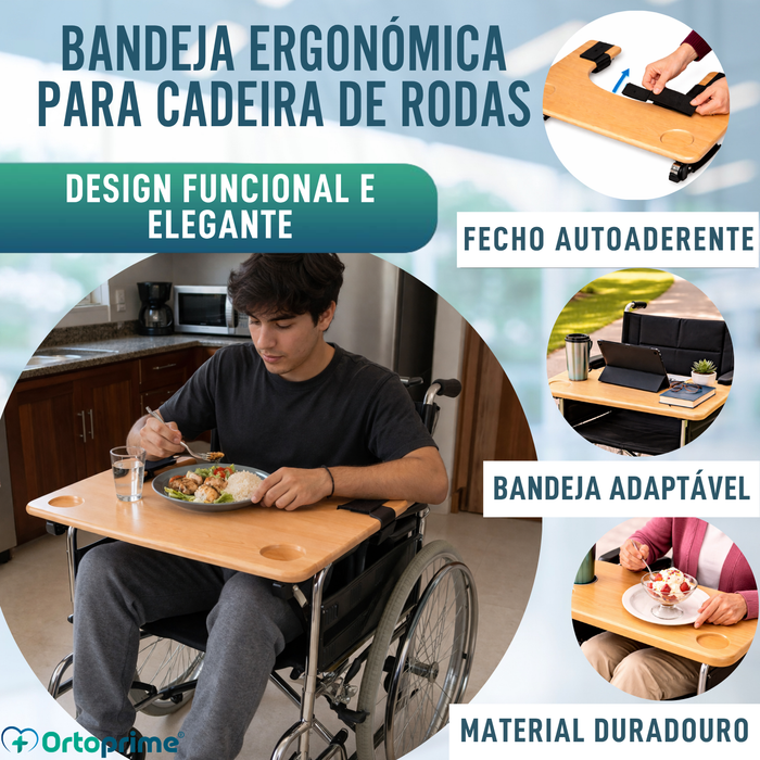 Tabuleiro para Cadeira de Rodas | Mesa com Porta-Copos
