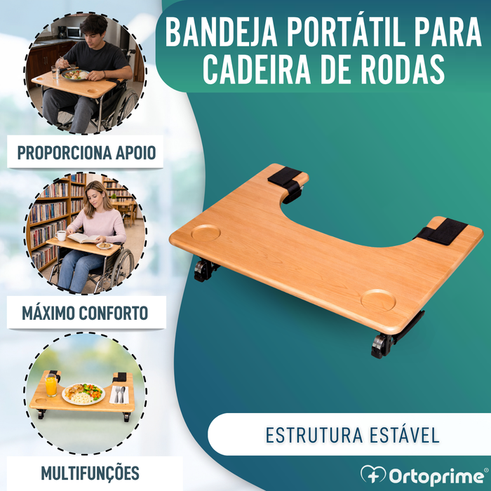 Tabuleiro para Cadeira de Rodas | Mesa com Porta-Copos