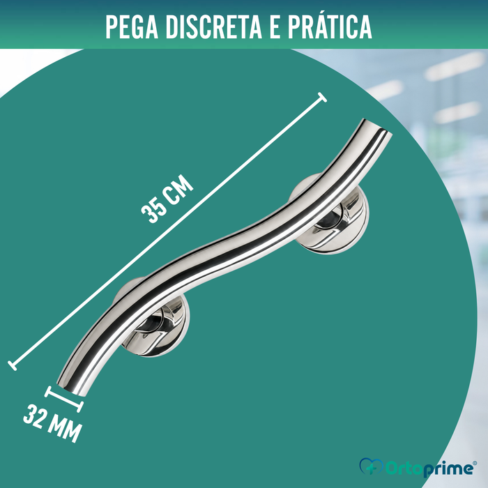 Barra de Apoio para Banho em Aço Inox | 35 cm