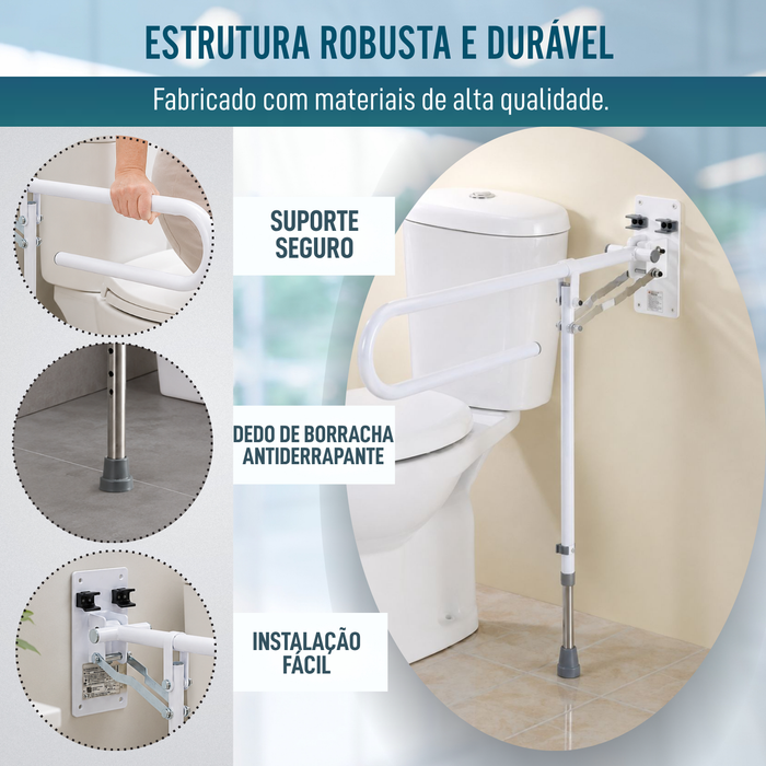 Barra WC Rebatível com Pé Regulável | Apoio de Banho