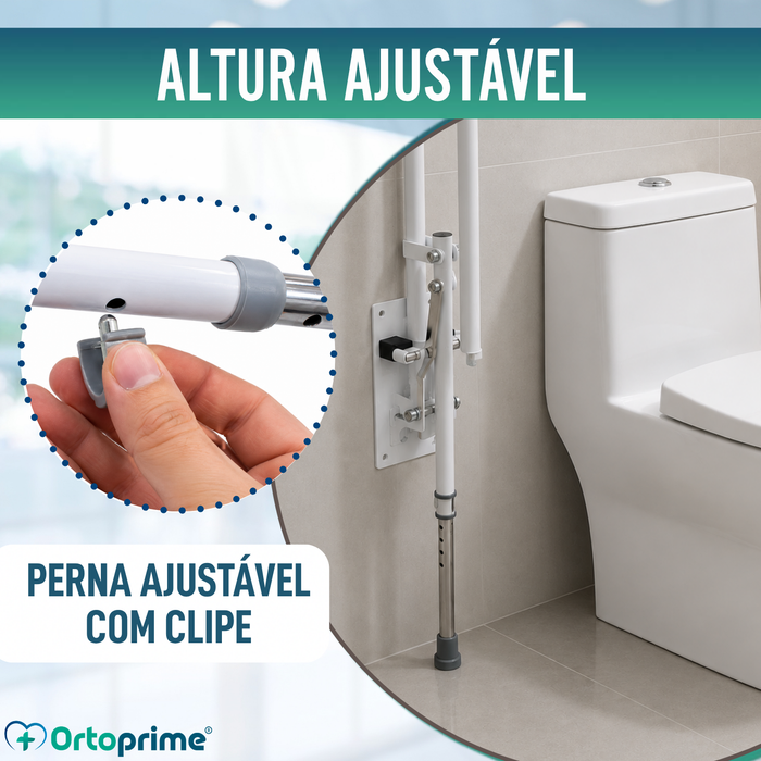 Barra WC Rebatível com Pé Regulável | Apoio de Banho
