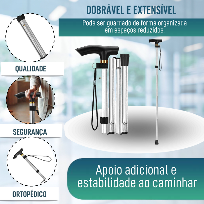 Bastão Ortopédico para Caminhar Extensível | Prateado