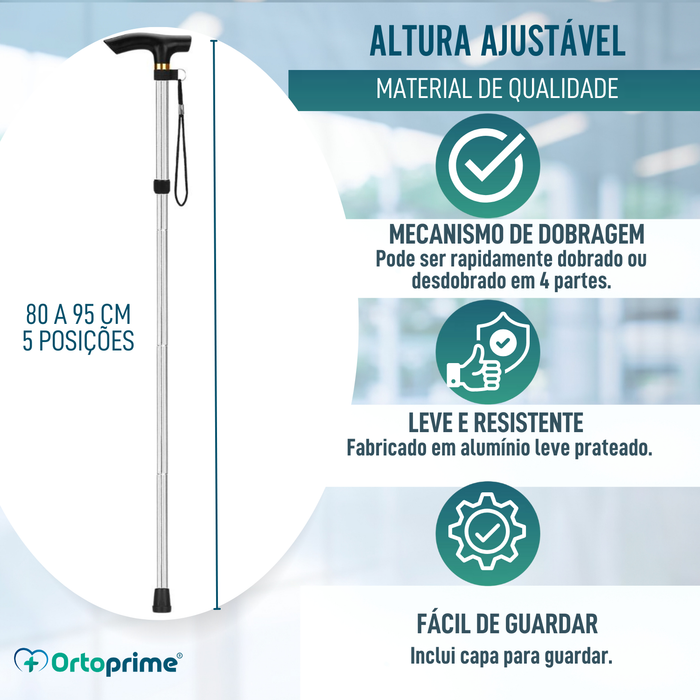 Bastão Ortopédico para Caminhar Extensível | Prateado