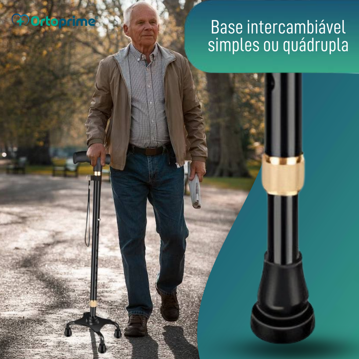 Bastão Quadrípode 4 Patas Regulável | Com Ponta Convertível