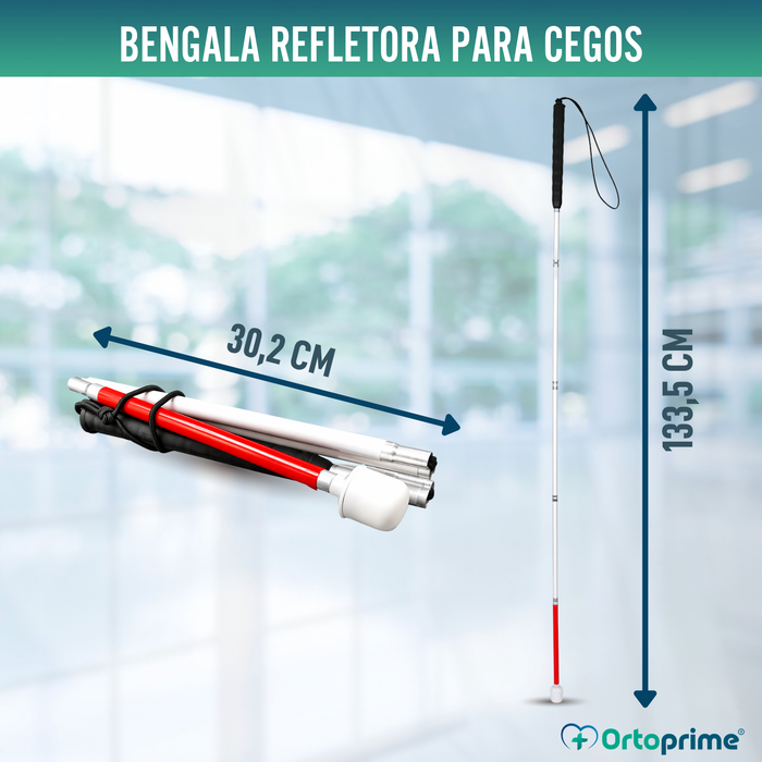 Bengala-Guia Dobrável de Alumínio para Deficiência Visual