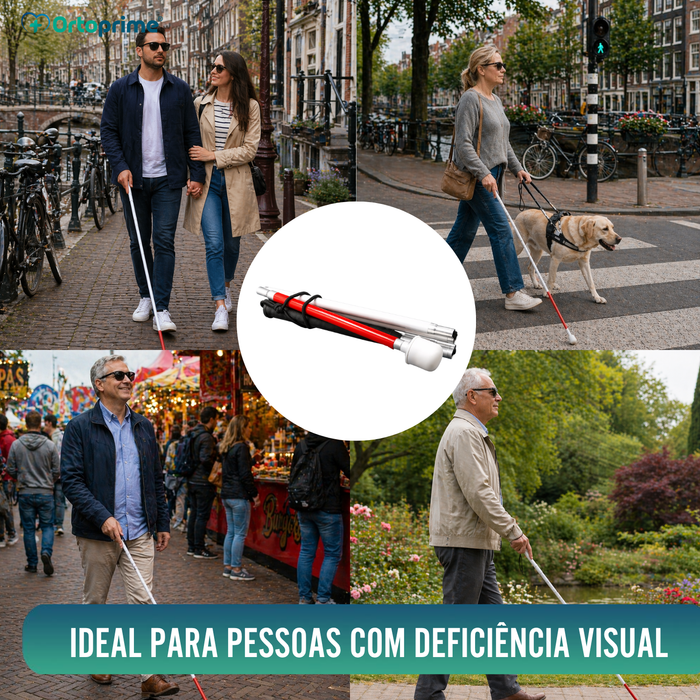 Bengala-Guia Dobrável de Alumínio para Deficiência Visual