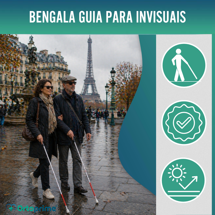 Bengala-Guia Dobrável de Alumínio para Deficiência Visual