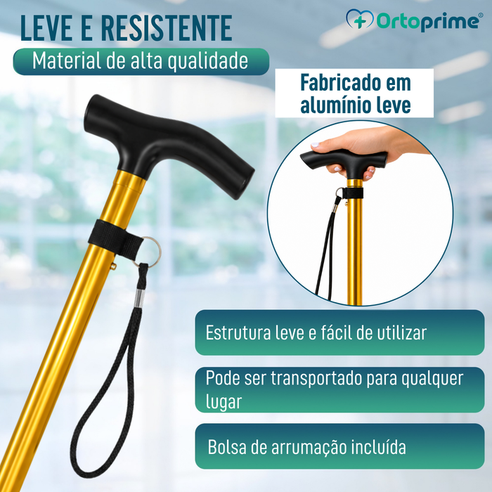 Bengala Dobrável Regulável e Extensível | Dourada