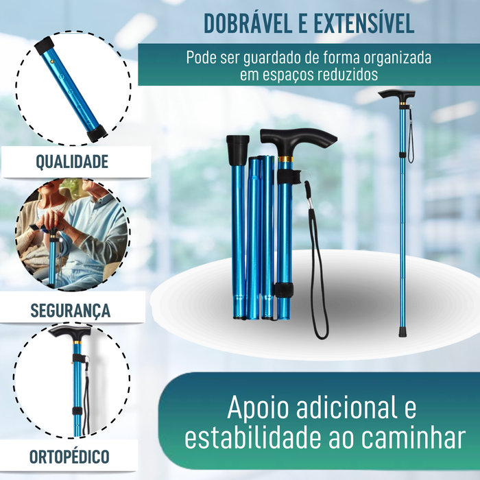 Bengala Dobrável e Extensível para Caminhar | Azul