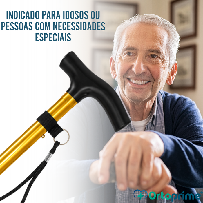 Bengala Dobrável Regulável e Extensível | Dourada