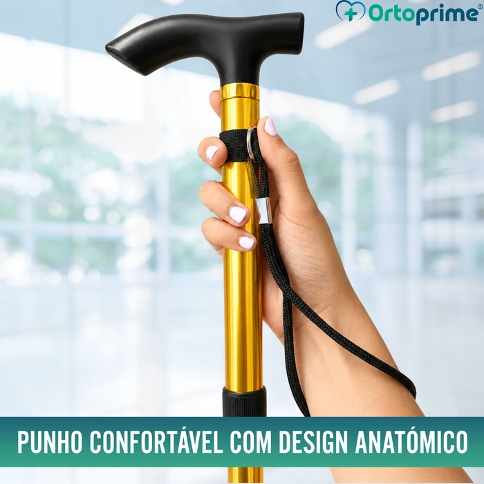 Bengala Dobrável Regulável e Extensível | Dourada