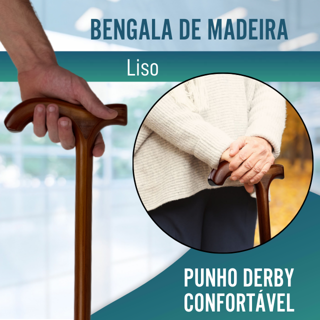 Bengala de Passeio em Madeira Liso | Punho Derby