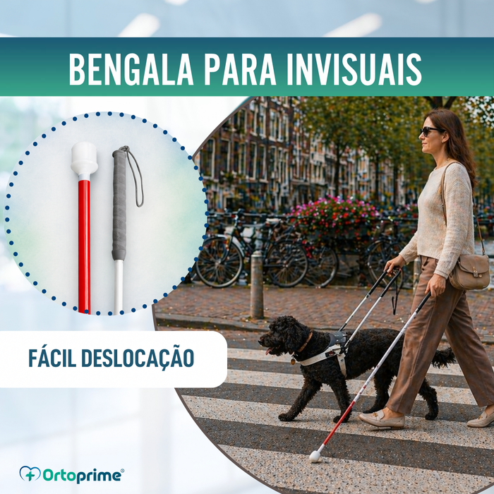 Bengala-Guia Dobrável de Alumínio para Deficiência Visual