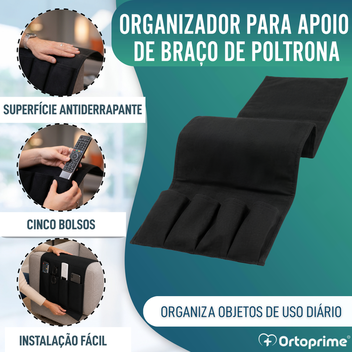 Organizador de Braço de Sofá 5 Bolsos | Antiderrapante