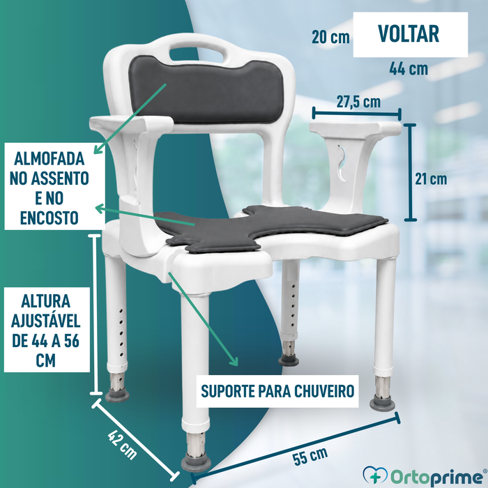 Cadeira de Banho 3 em 1 em U | Banco Antiderrapante