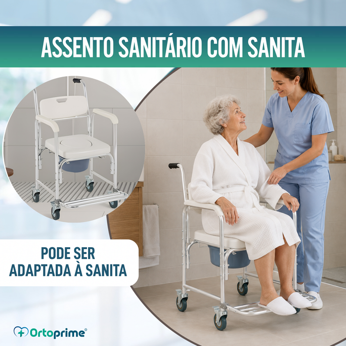 Cadeira de Banho Sanitária com Pés Dobráveis