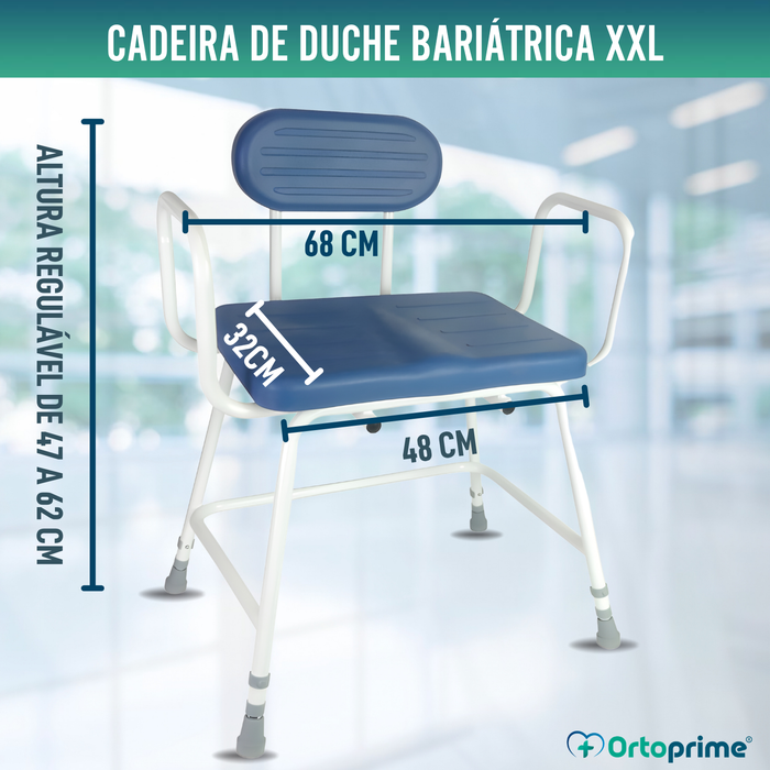 Cadeira de Duche Bariátrica XXL com Encosto e Braços