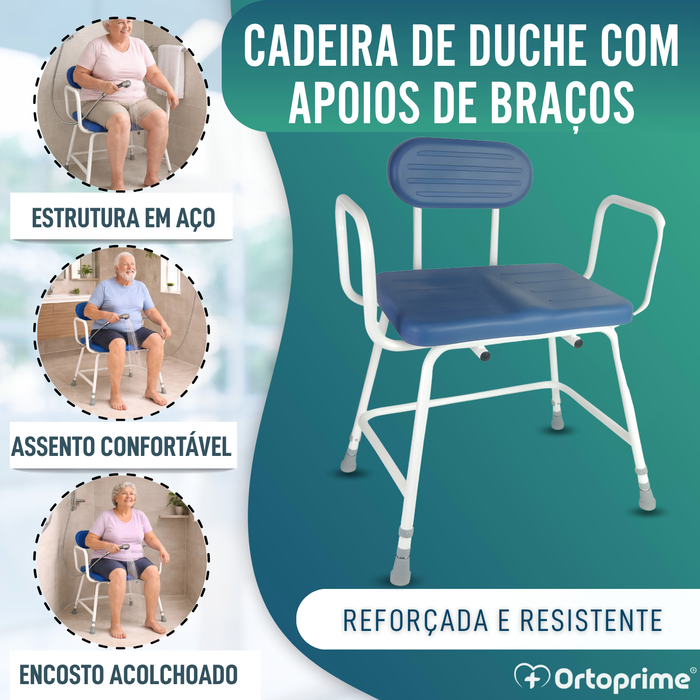 Cadeira de Duche Bariátrica XXL com Encosto e Braços